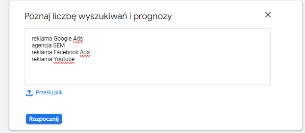 Narzędzia planowania Google Ads - poznaj prognozy słów kluczowych